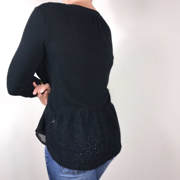 Anthro Meadow Rue Effortless Eyelet Henley Top - Picture 5 of 8